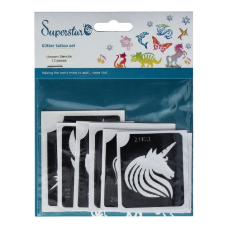 Superstar Glittertattoo Set Unicorn | 12 schattige sjablonen