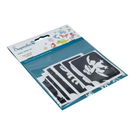 Superstar Glittertattoo Set DINO | 12 leuke sjablonen