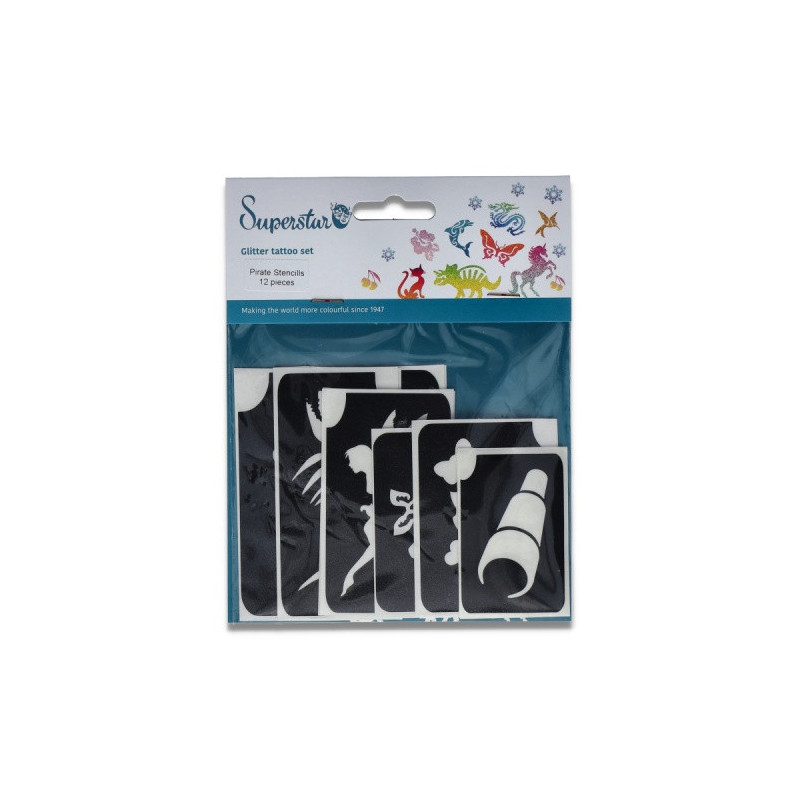 Superstar Glittertattoo Set Piraat | 12 stoere sjablonen