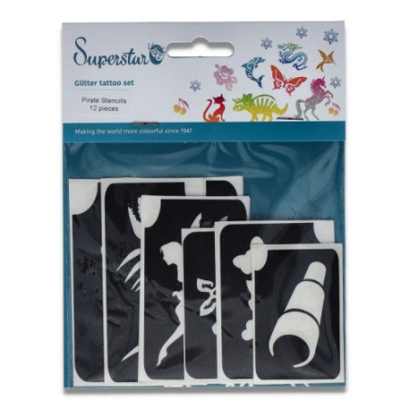Superstar Glittertattoo Set Piraat | 12 stoere sjablonen