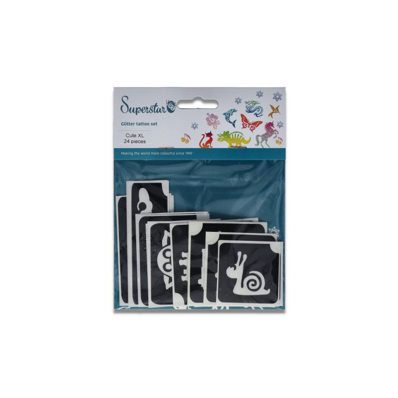 Superstar Glittertattoo Set CUTE XL | 24 schattig sjablonen