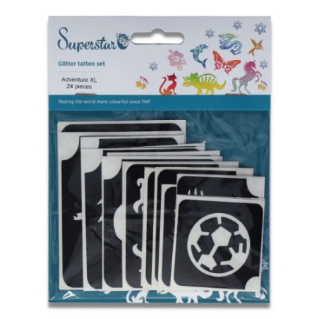 Superstar Glittertattoo Set ADVENTURE| 24 schattig sjablonen