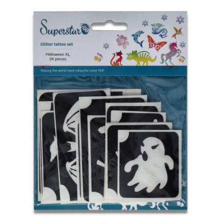 Superstar Glittertattoo Set HALLOWEEN| 24 schattig sjablonen