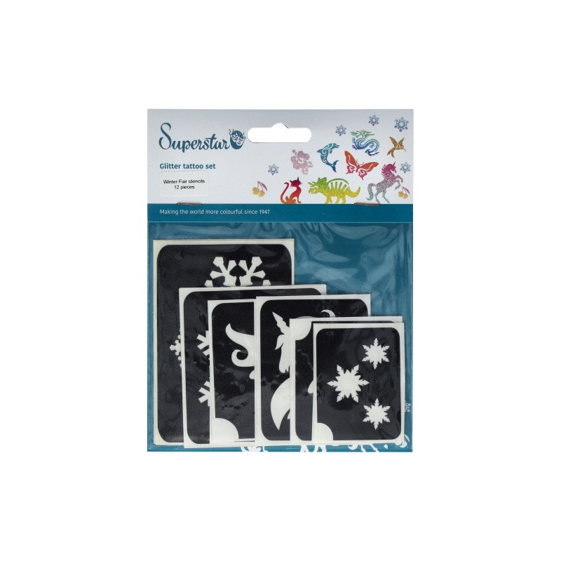 Superstar Glittertattoo Set WINTER | 12 ijsachtige sjablonen
