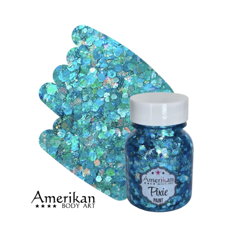 Pixie Paint Glittergel | Blue Monday 30gr. | Voor huid & haar | uit voorraad leverbaar