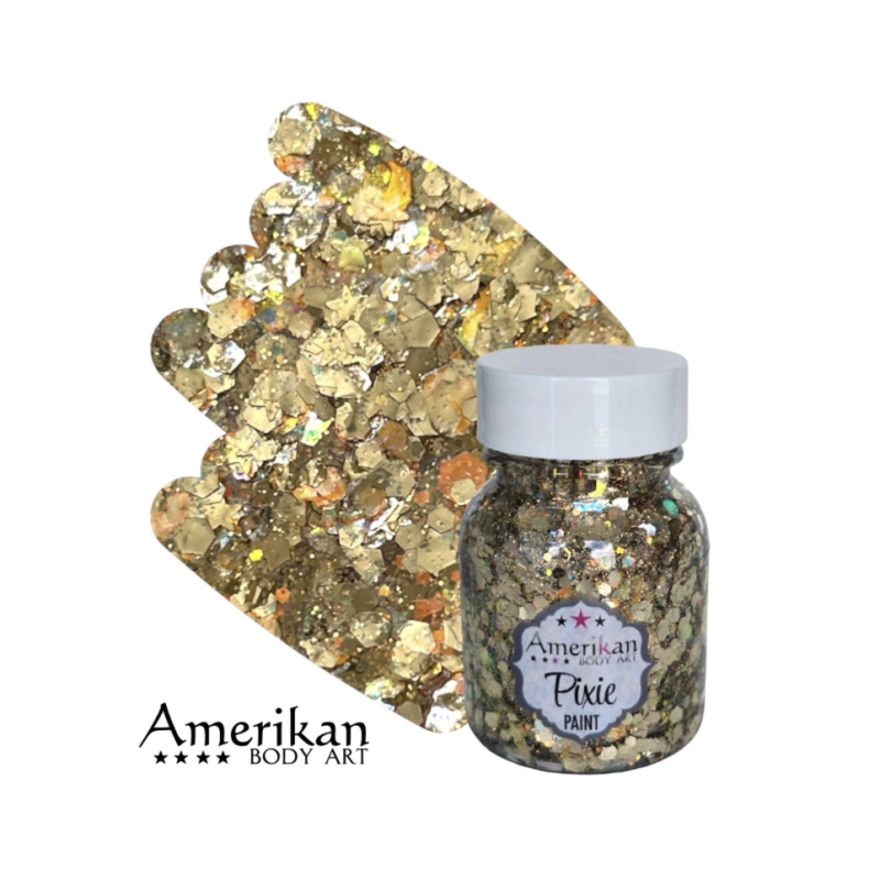 Pixie Paint Glittergel | Lucky Star Gold 30 gr | Voor huid & haar | uit voorraad leverbaar