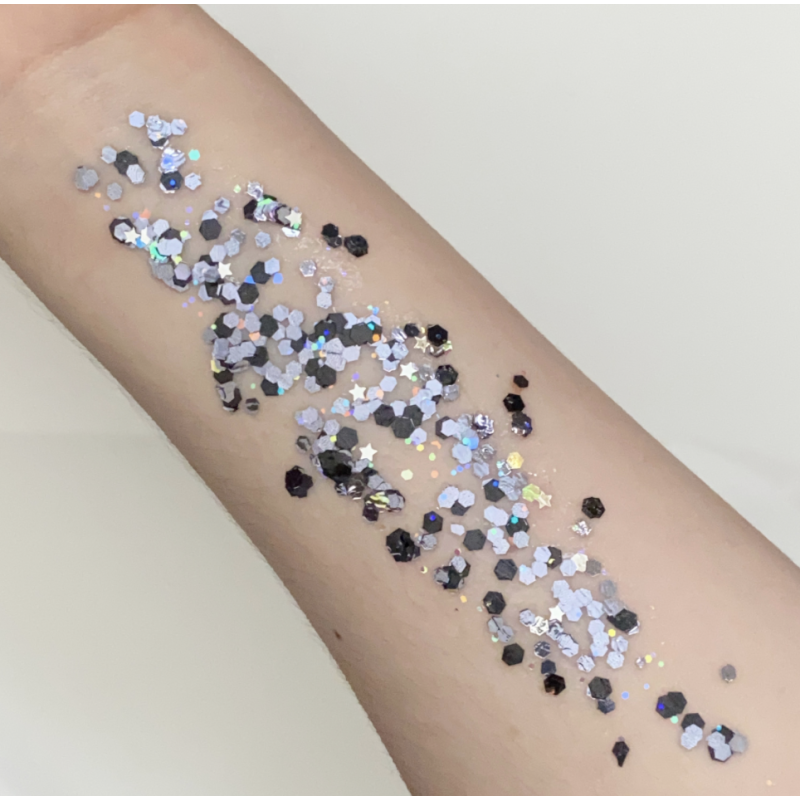 Pixie Paint Glittergel | Rockstar Grey 30gr. | Voor huid & haar | uit voorraad leverbaar