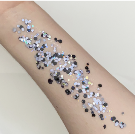 Pixie Paint Glittergel | Rockstar Grey 30gr. | Voor huid & haar | uit voorraad leverbaar