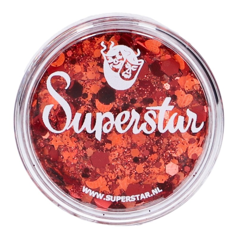 Superstar Cosmetische Glitter | Chunky Glitter Cream | Orange Red Kielegat 10ml